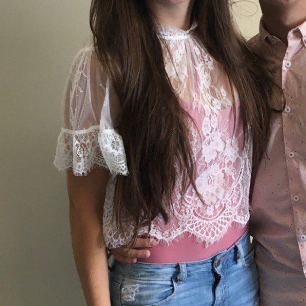 Lace overlay shirt